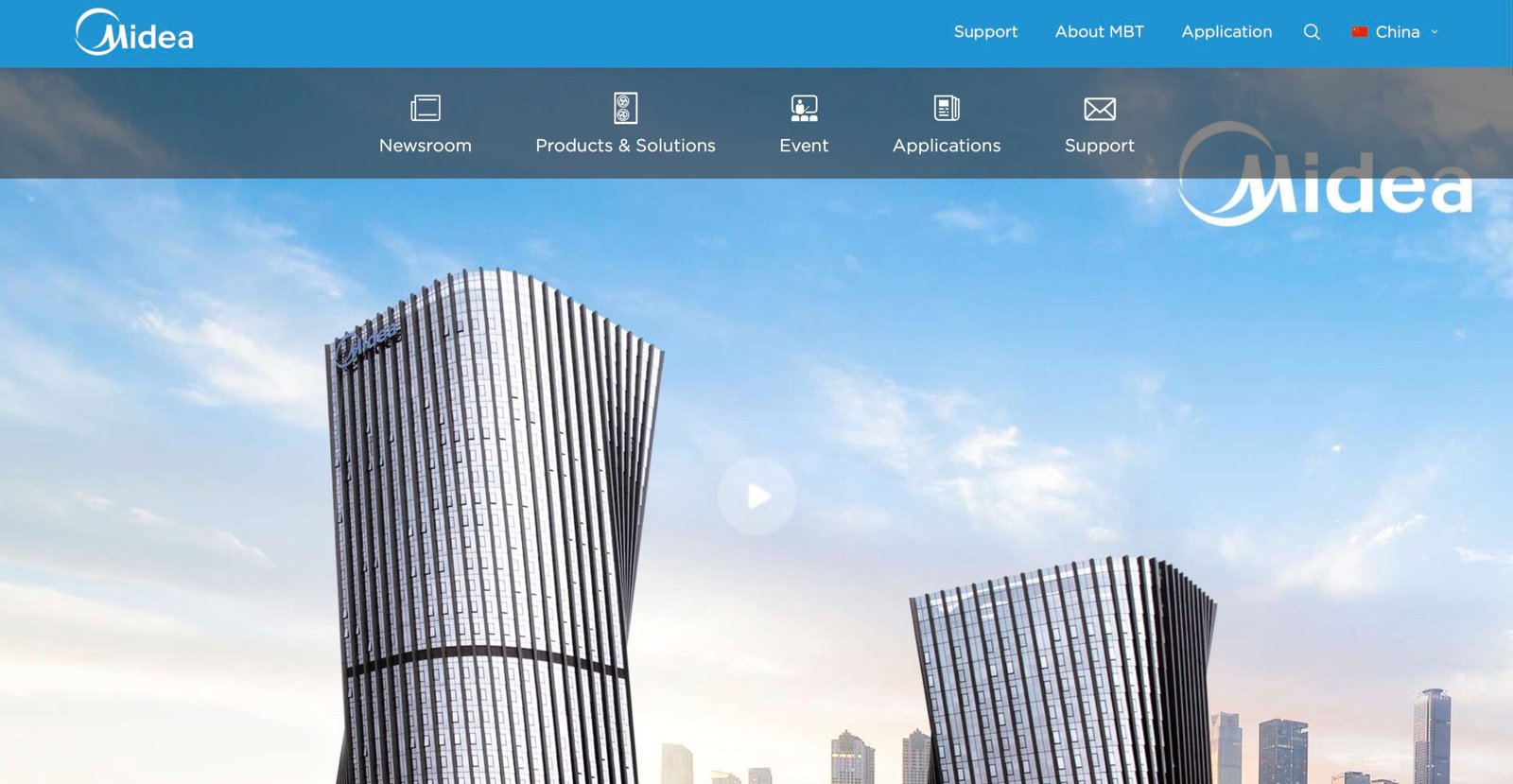 Homepage of Midea Group